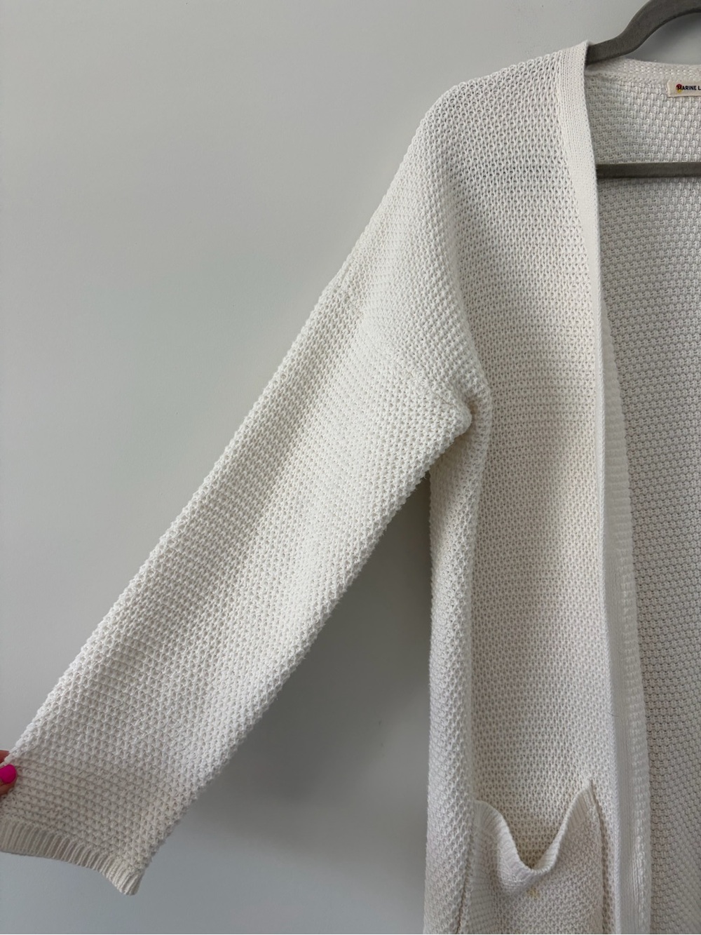 Marine Layer White Catalina Knit Cotton Long Sleeve Open Casual Cardigan M - Picture 3 of 8